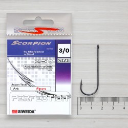 Гачки Siweida Scorpion Aberdeen Worm BN, 5шт/уп, № 3/0